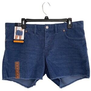 NWT Gap Blue Corduroy Fray Hem Mid Rise‎ Shorts Size 12